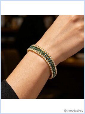 14K Gold Plated Dainty Tennis Bracelet Cubic Zirconia Elegant Gift